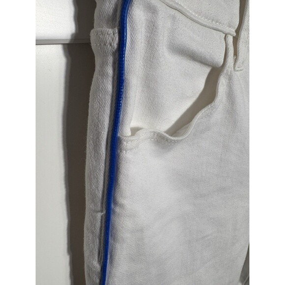 J Brand Alana High Rise Crop Skinny Jeans White Blue Piping Size 28 Photo Ready - Picture 3 of 6